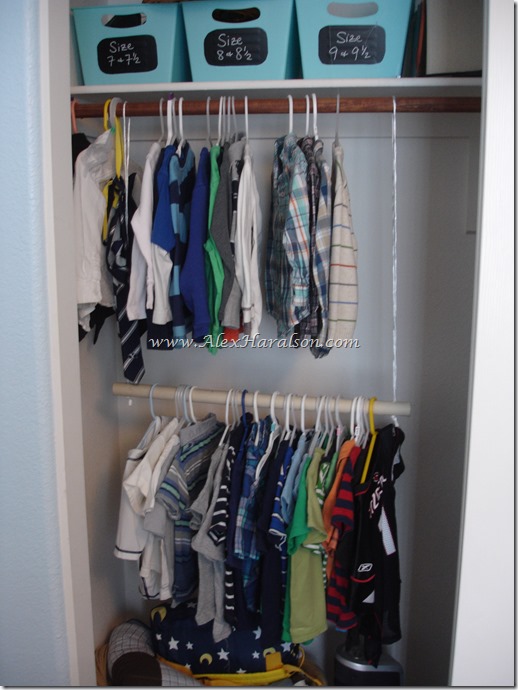 Add a second rod to the closet to instantly double hanging space