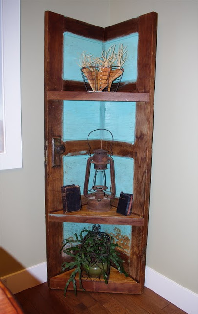 Corner Shelving Unit Made from a Door