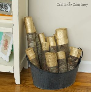 Gold Painted Decorative Logs