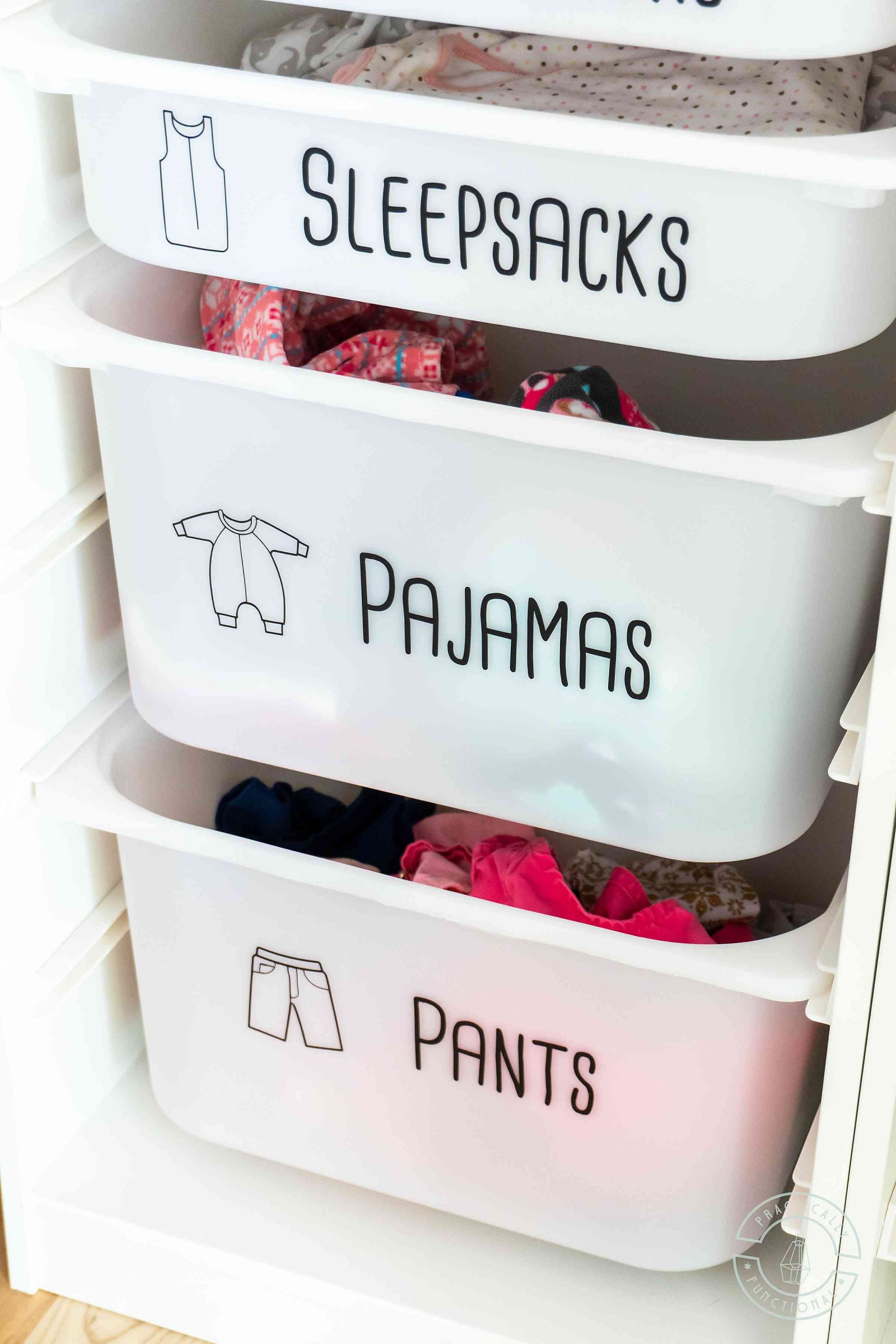 Label your drawers to easily locate stored items.