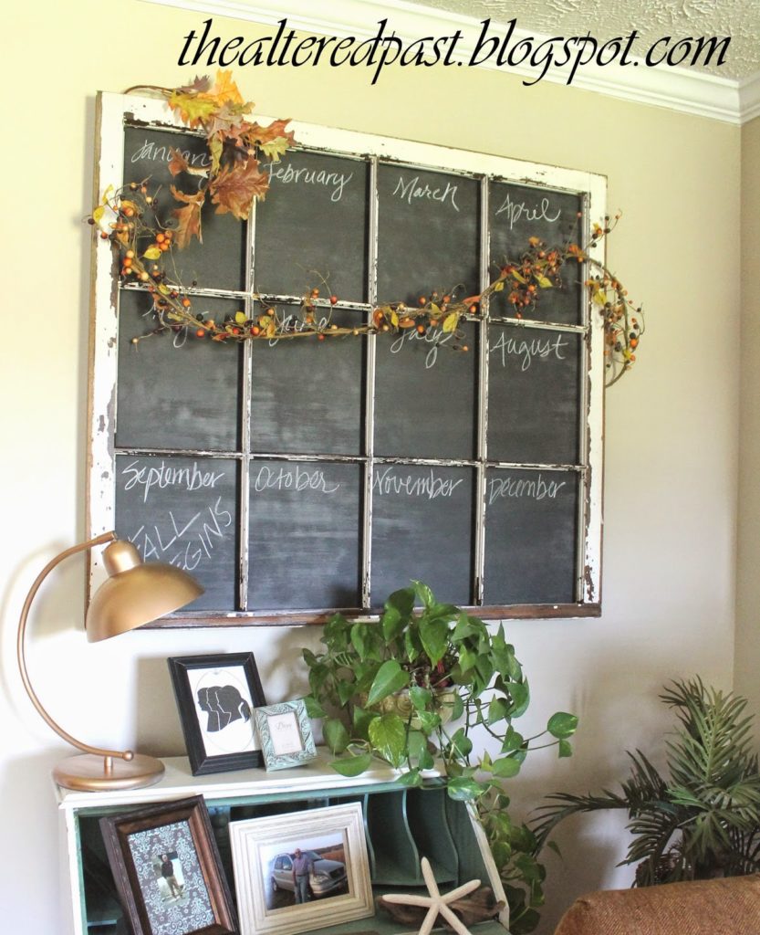 Old Window Frame Repurposed Into Chalkboard Calendar
