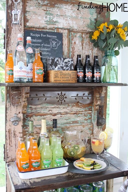 Upcycled Vintage Door Beverage Bar Station 