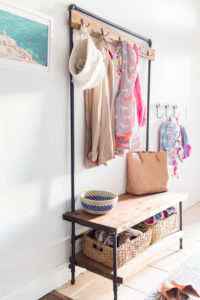 Wood and Pipe Entryway Stand