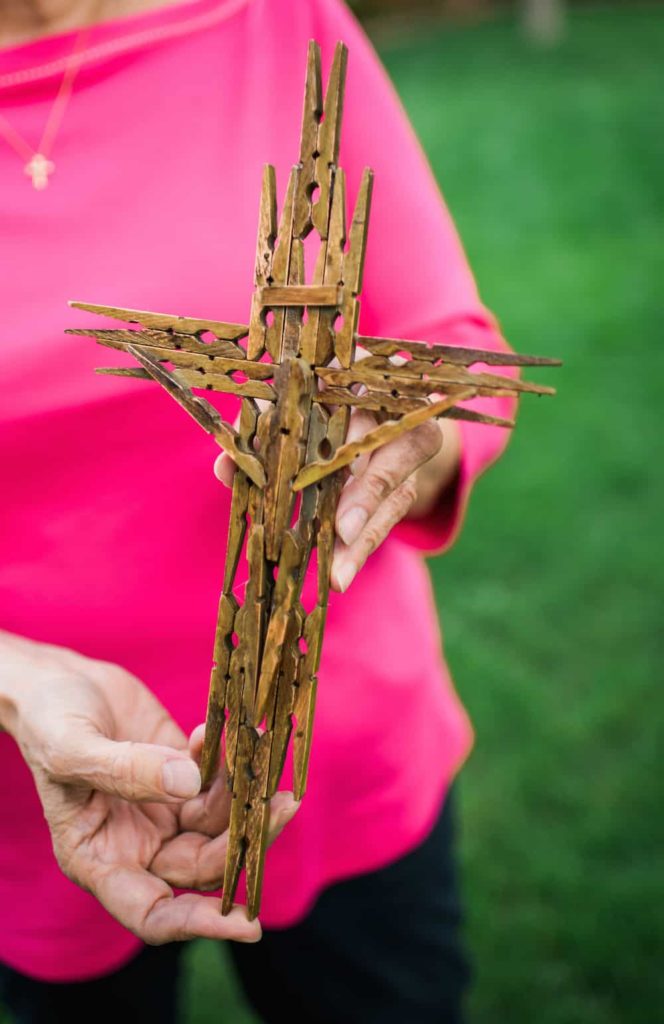 Wooden Clothespin Cross