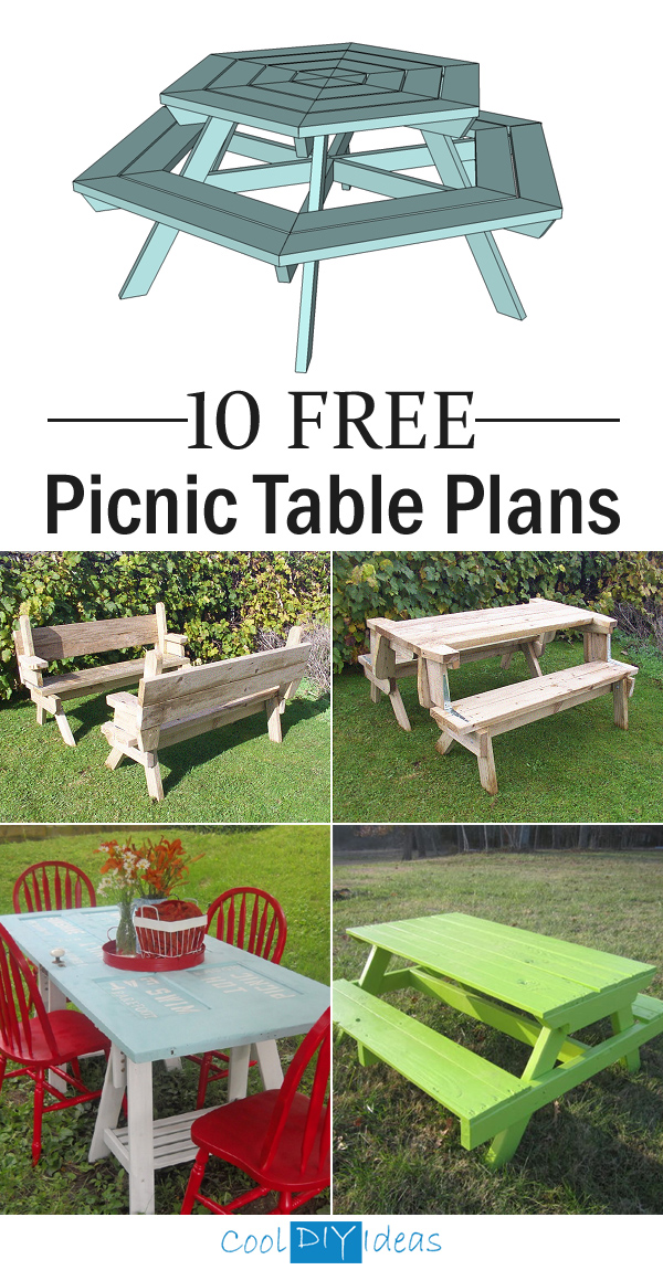 10 FREE Picnic Table Plans