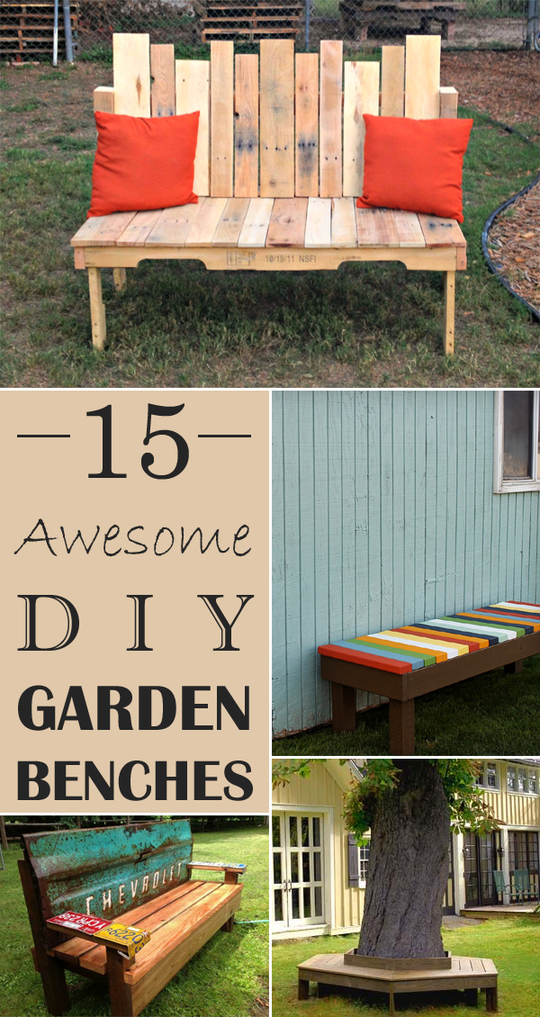 15 Awesome DIY Garden Benches