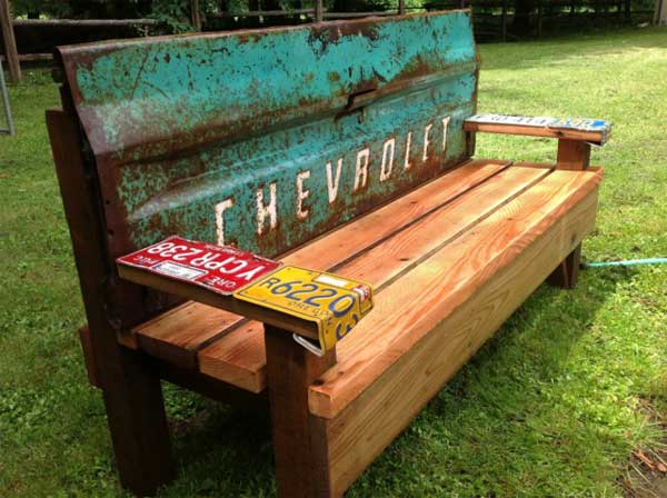Garden Bench with an old tailgate