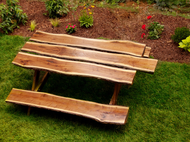 Rustic Log Picnic Table