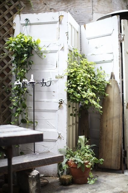 Use Old Doors as a Privacy Screen