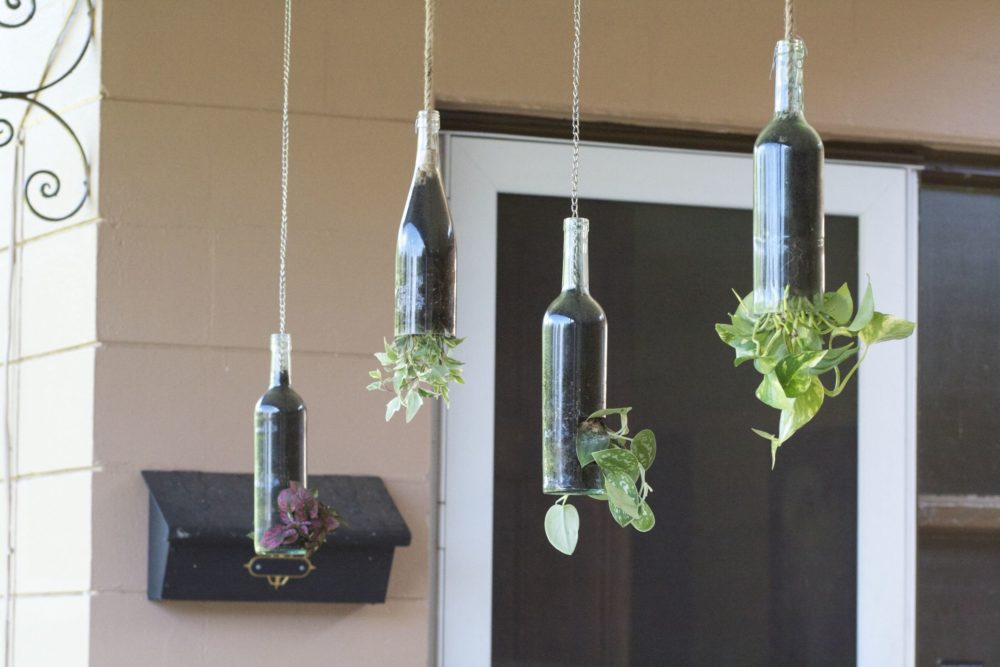 Wine Bottle Planters