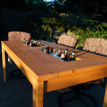 patio table with a built in cooler
