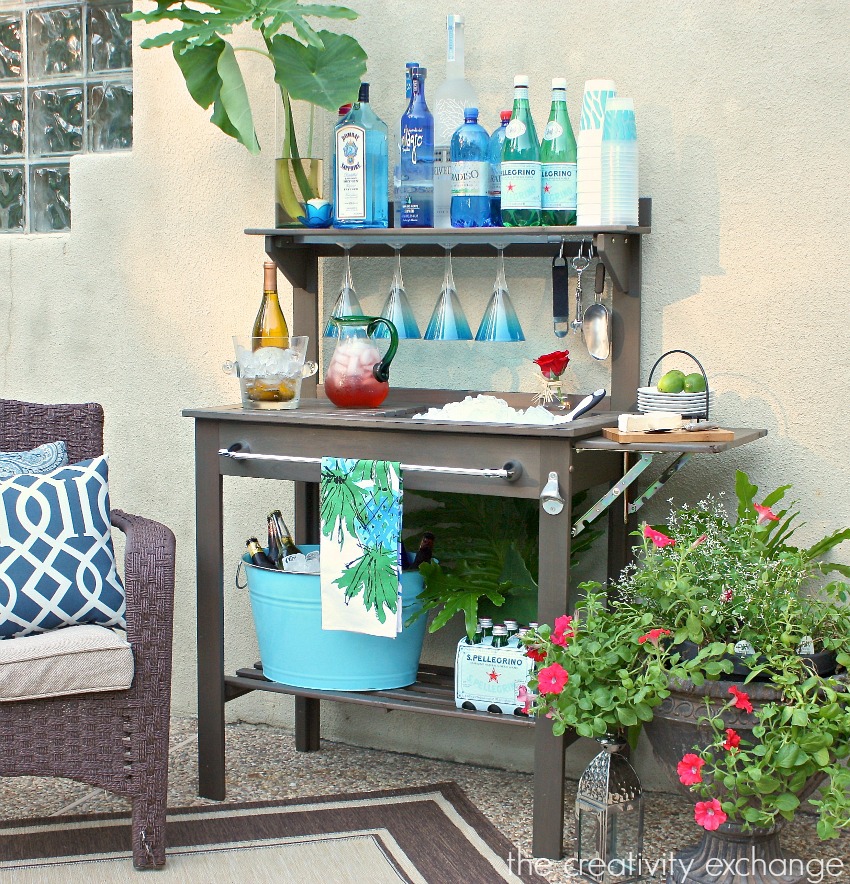 Potting Bench Turned Outdoor Bar