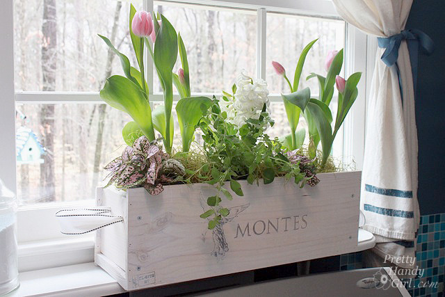 White-washed Window Box from a Wine Crate