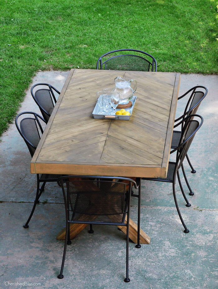 X-Leg Herringbone Table