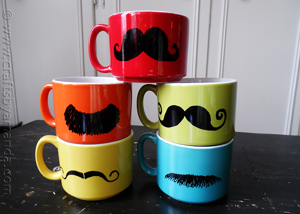 Colorful Mustache Mugs