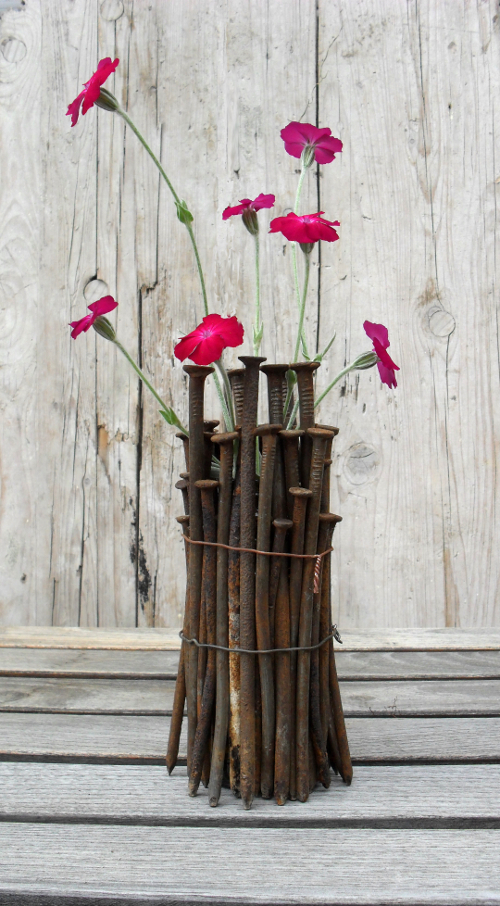 Industrial Chic Vase Made With Rusty Nails