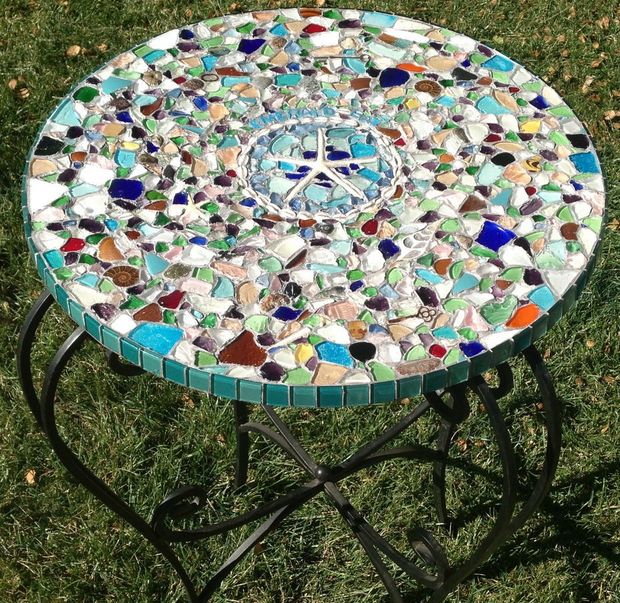 Sea Glass Mosaic Tabletop