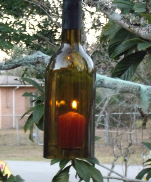 Wine bottle hanging lantern