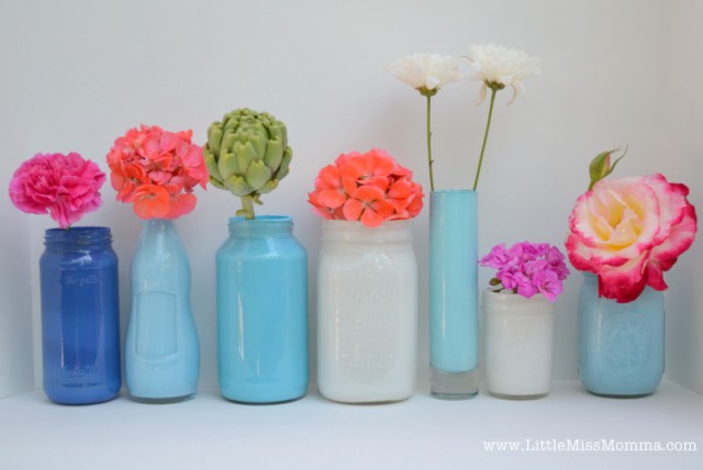 Painted Mason Jar Vases