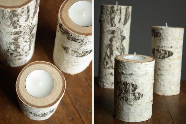 Birch Wood Candle Holders
