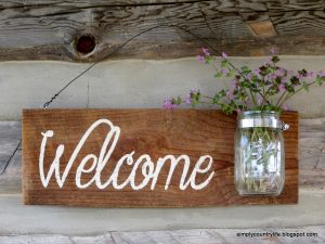 Rustic Barnwood Mason Jar Welcome Sign