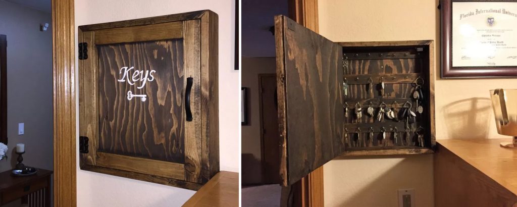 Rustic Wood Key Cabinet