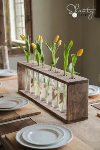 Glass Bottle & Wood Vase