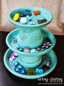 3 Tier Terracotta Pot Jewelry Stand