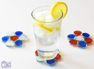 Patriotic glass pebble coasters