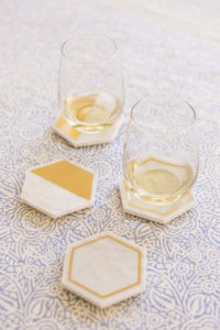 marble hexagon coasters