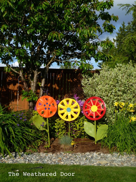 Adorable Hubcap Flowers