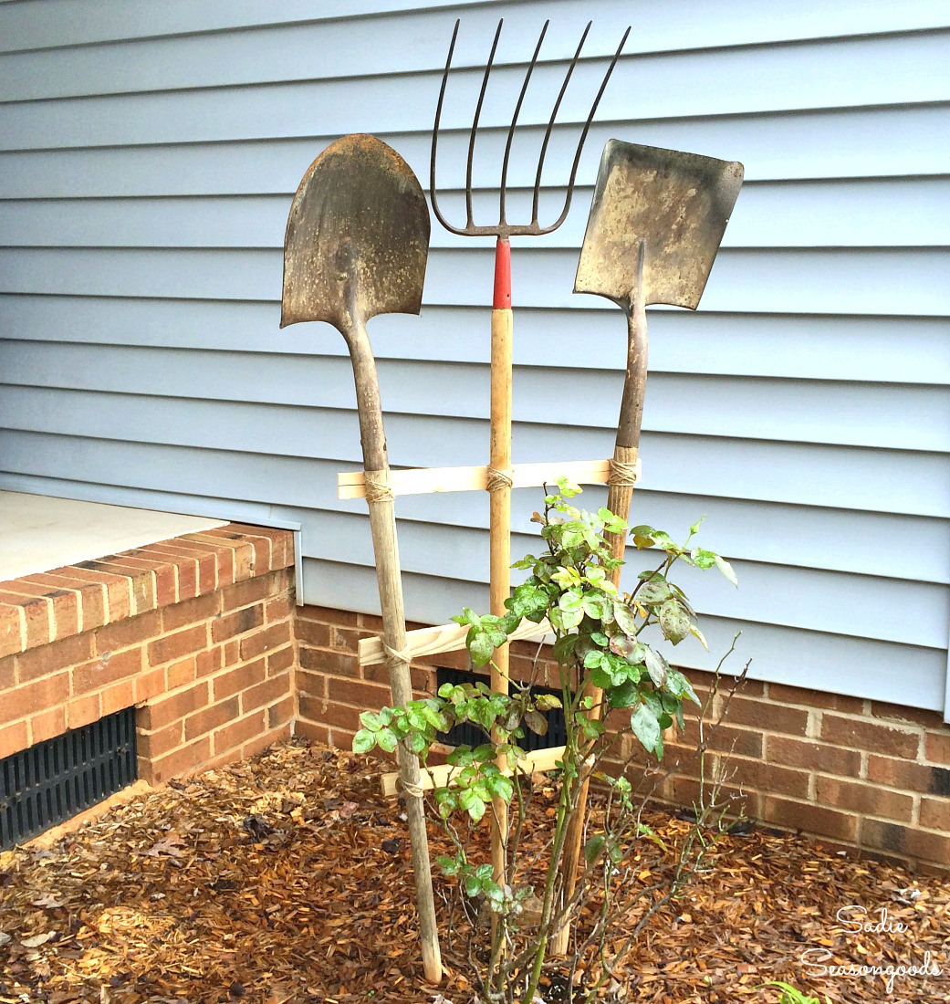 Garden Trellis from Vintage Yard Tools