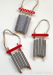 Popsicle Stick Sled Ornaments