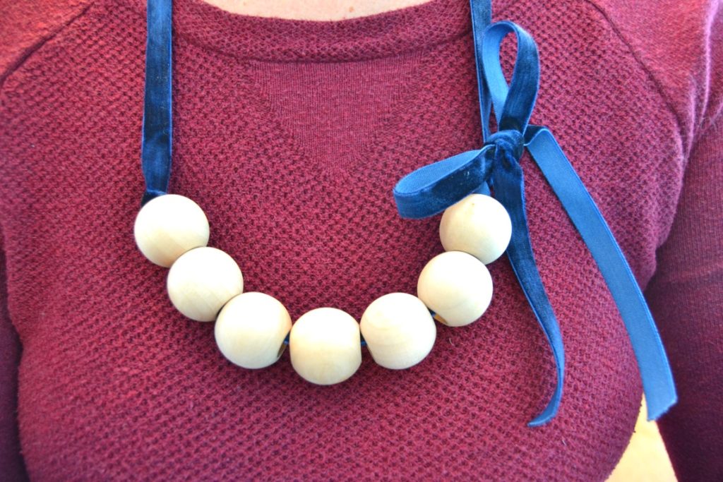 Wood and Velvet Necklace