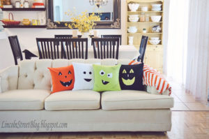 Flannel Halloween Face Pillows: