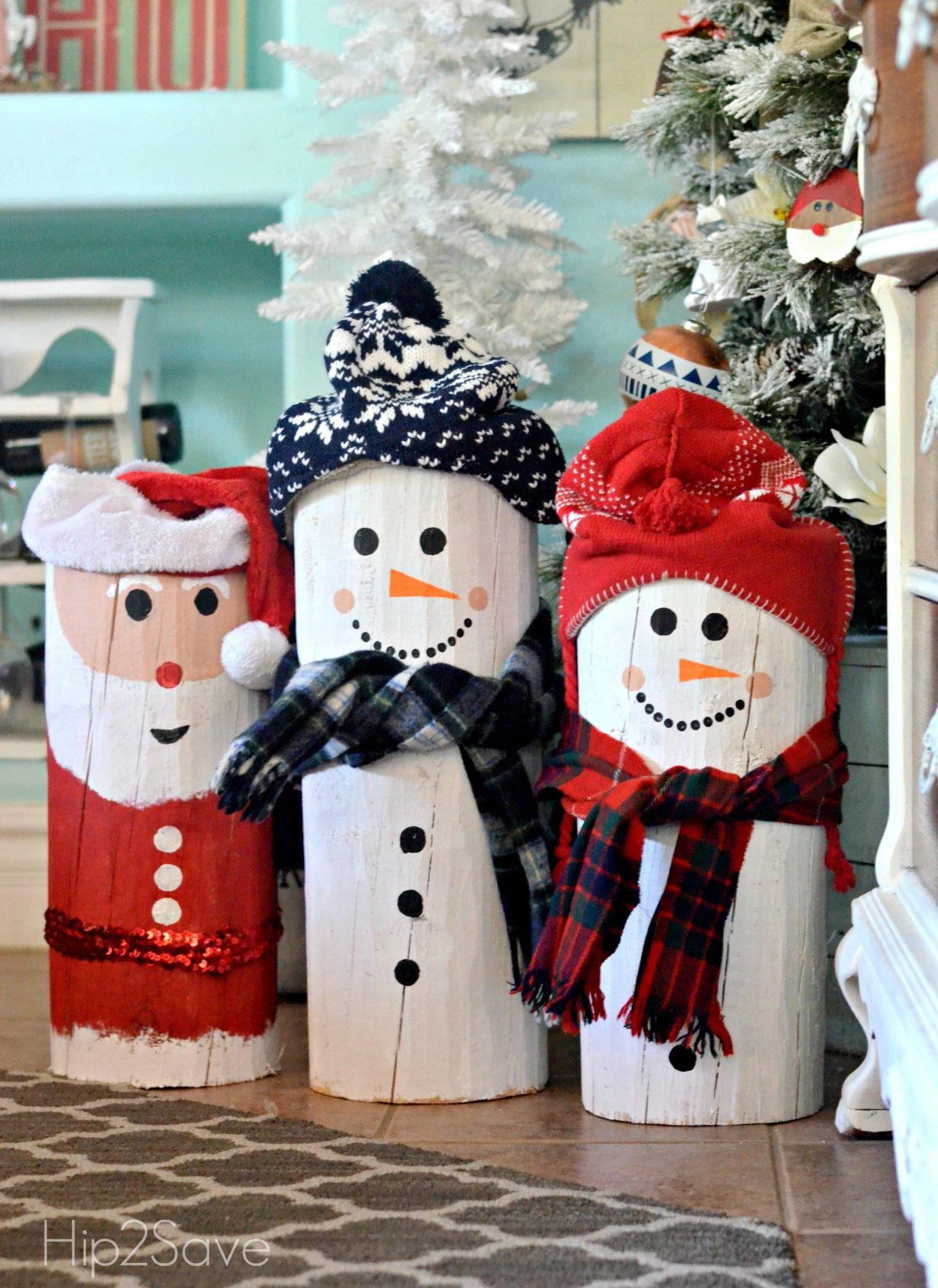 Santa and Snowman Logs