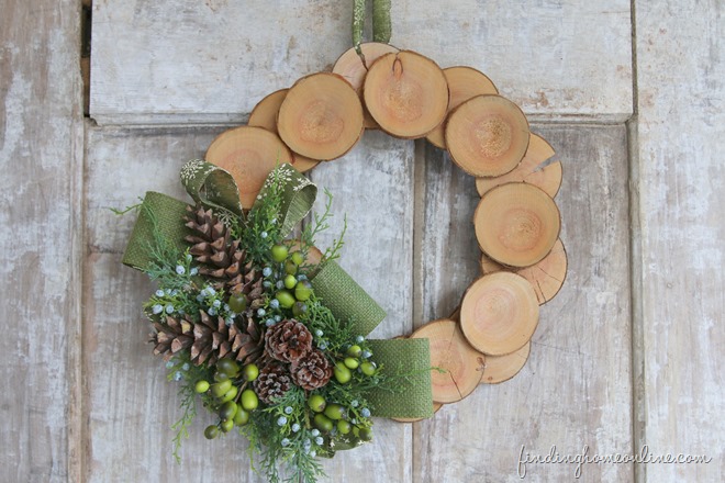 Wood Slice & Burlap Wreath