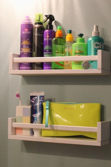 Turn Spice Rack into Bathroom Storage