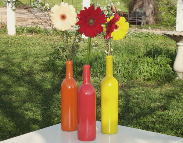 Colorful Wine Bottle Centerpieces