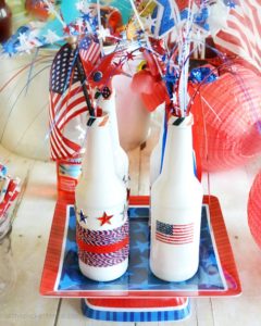 Recycled Bottles Patriotic Centerpiece